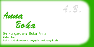 anna boka business card